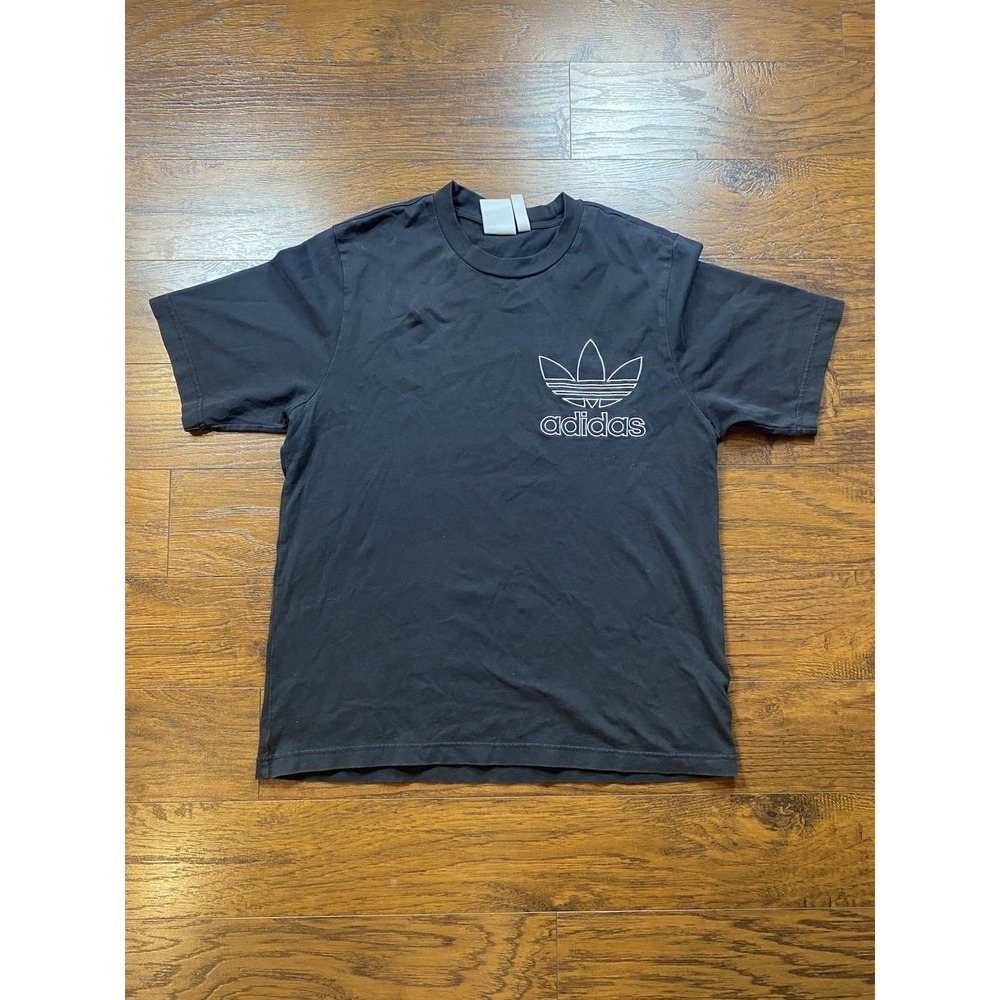 Adidas Originals Trefoil T-Shirt Mens XL‎ Black Embroidered Logo Tee Faded